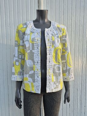Classic Trenz Ladies Pure Cotton Multicolor Crochet-Neck Patterned Jacket